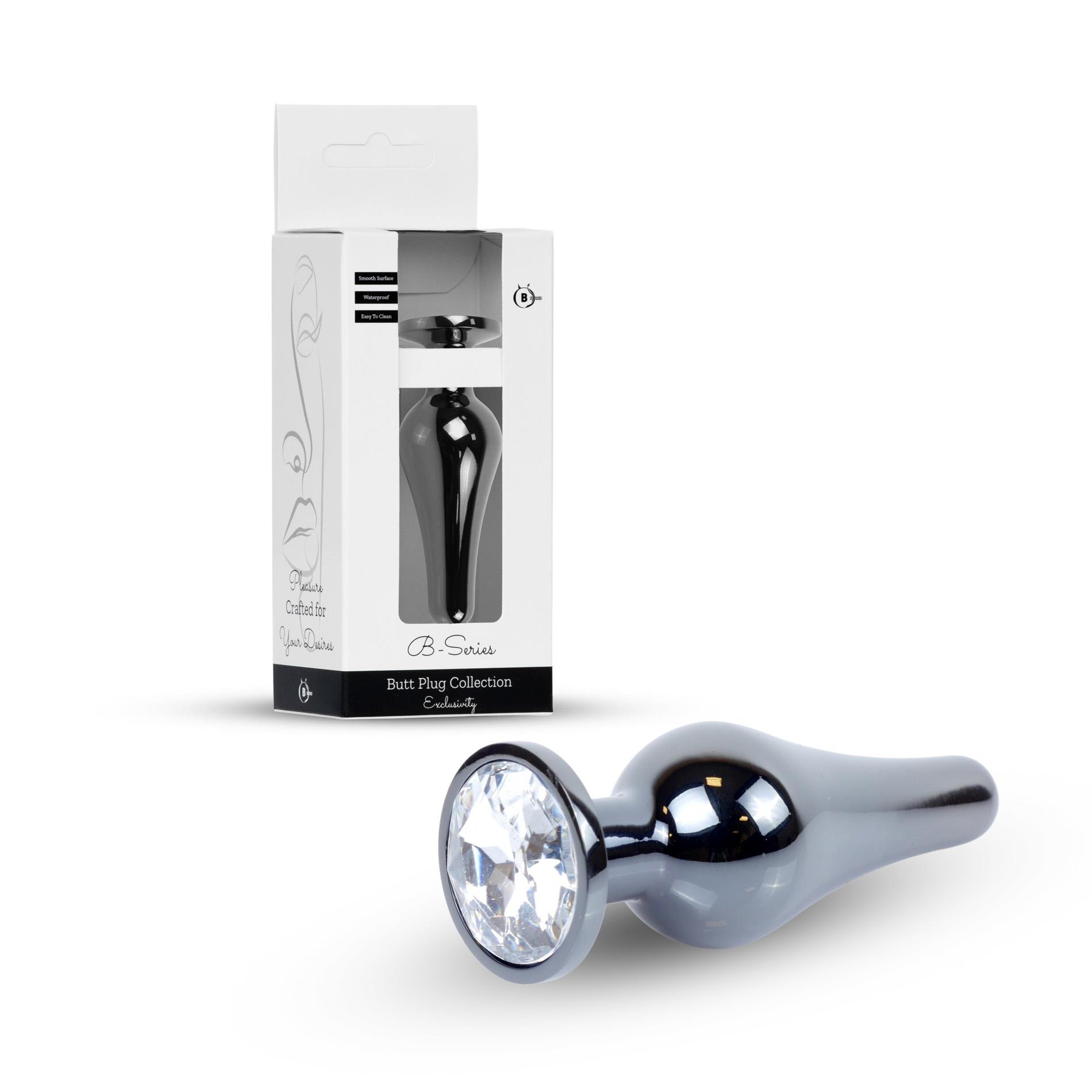 Korek analny B-Series HeavyFun Dark Silver, 9.5 cm (przezroczysty)