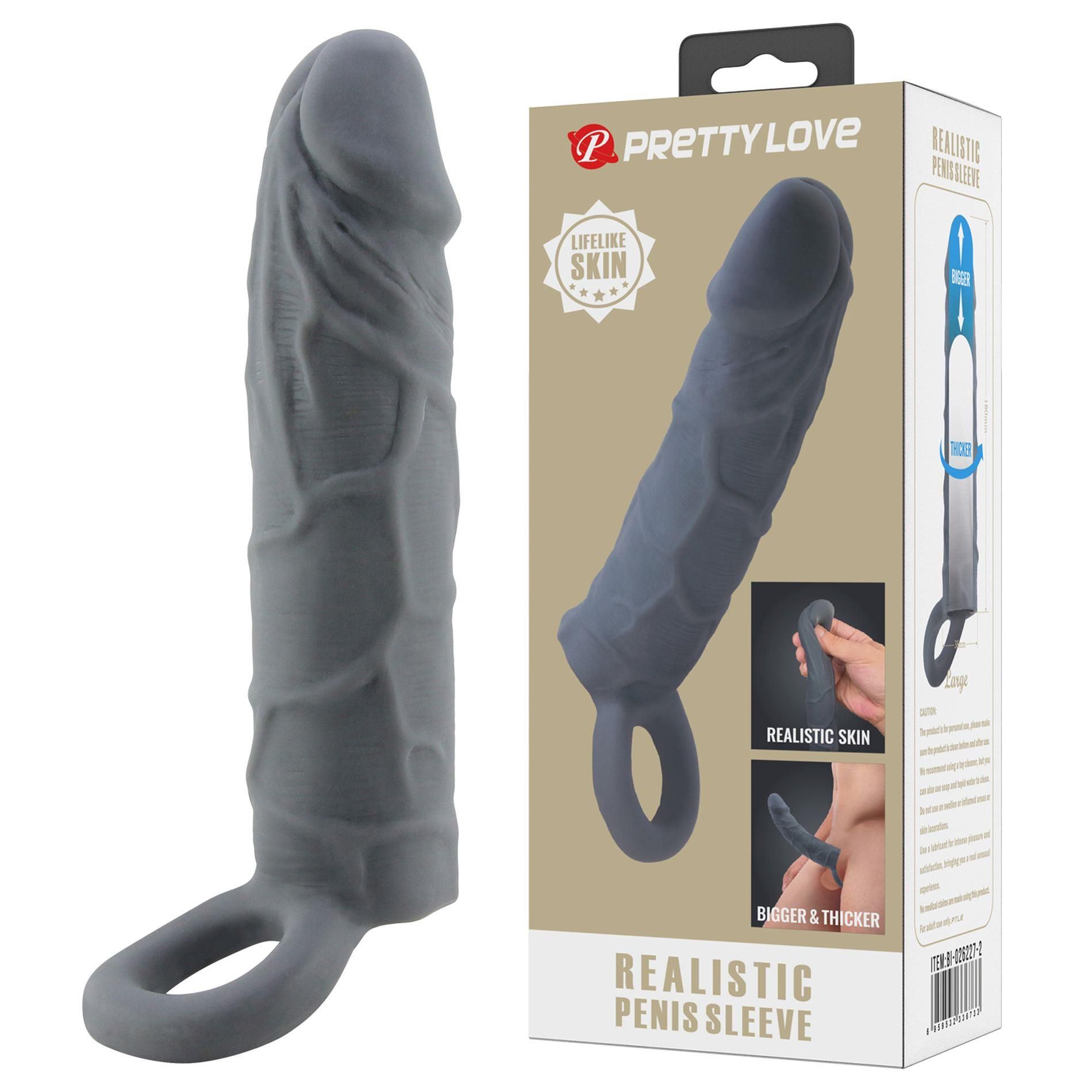 Насадка на пенис Pretty Love Penis Sleeve, 18 см (черный)