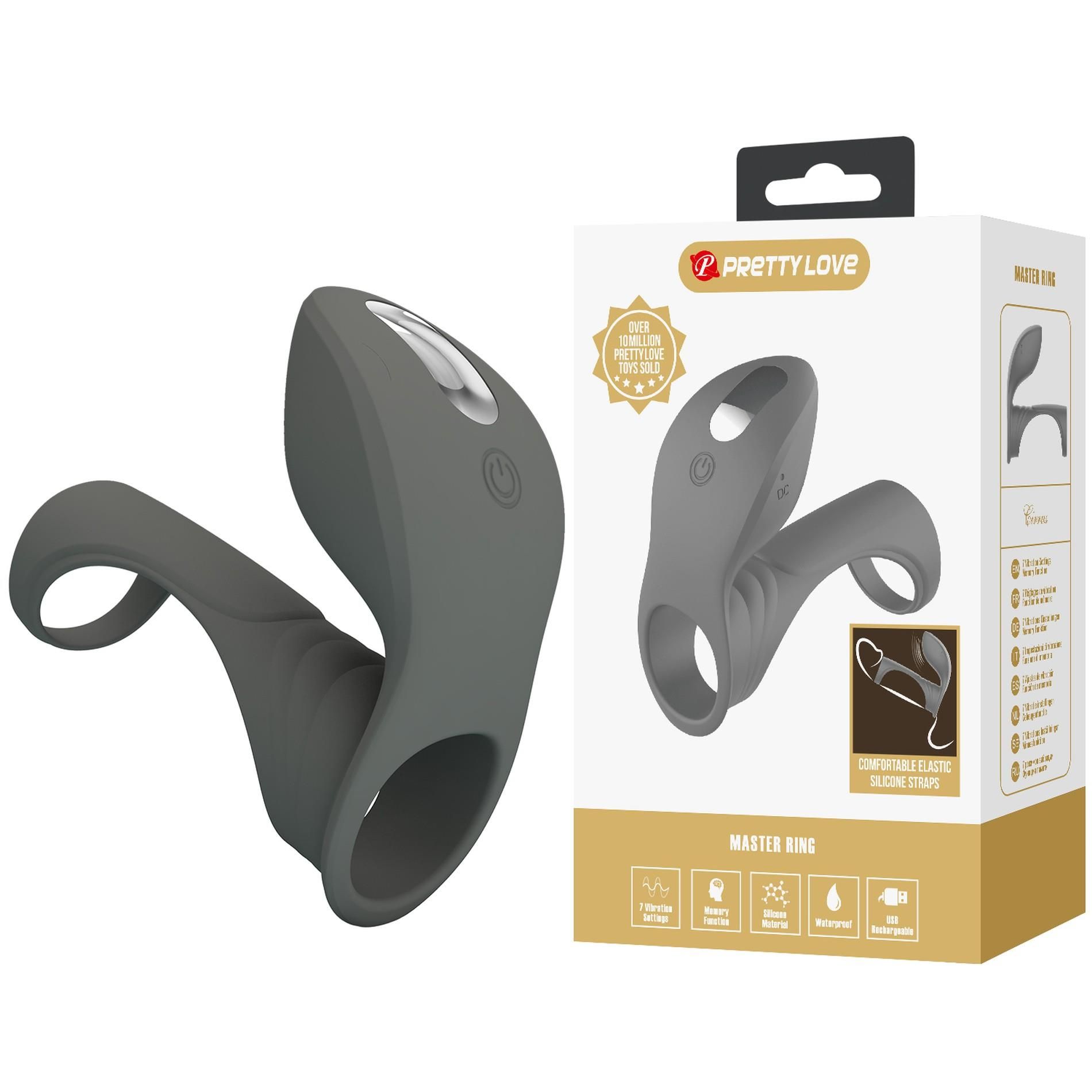 Насадка на пенис Pretty Love Master Ring, 9 см (серый)