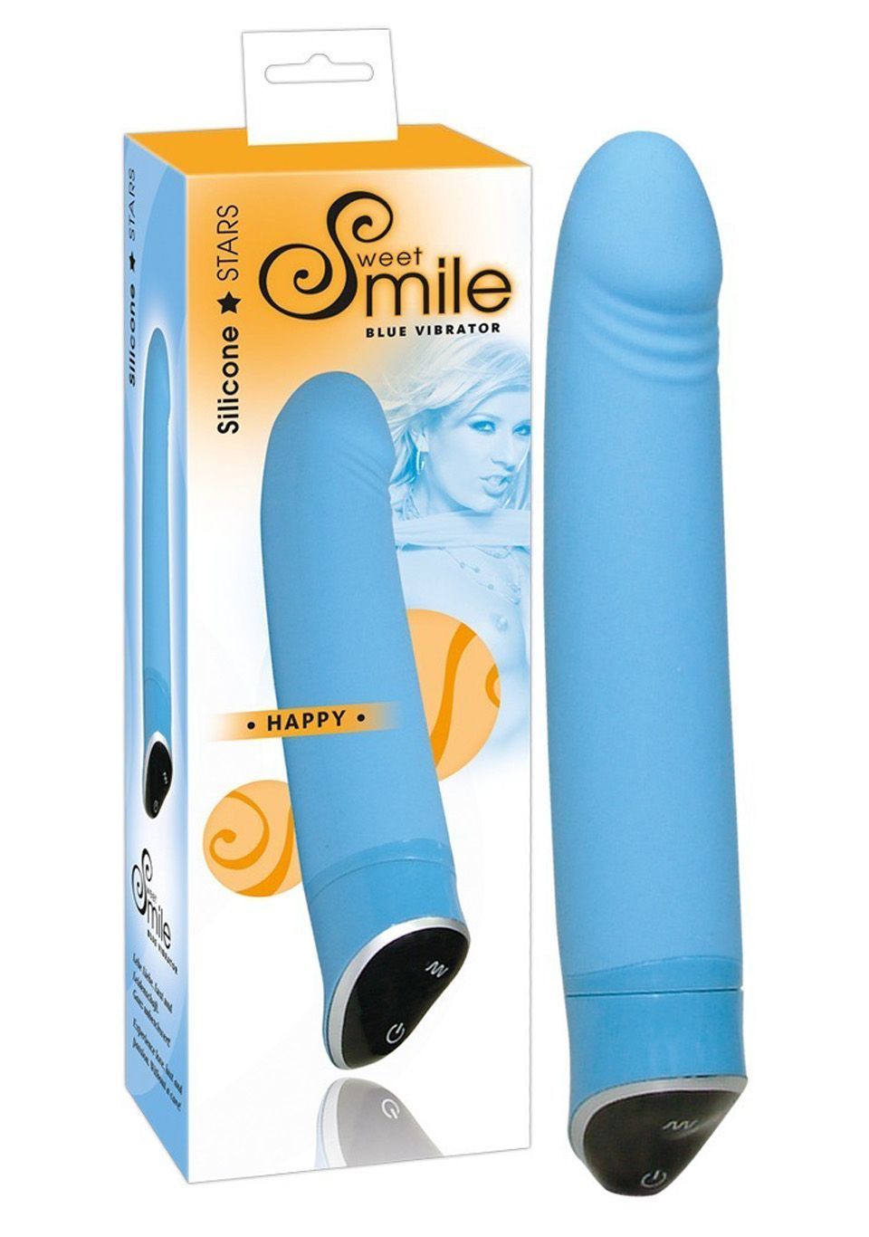 Вибратор Sweet Smile Happy, 22 см (голубой)
