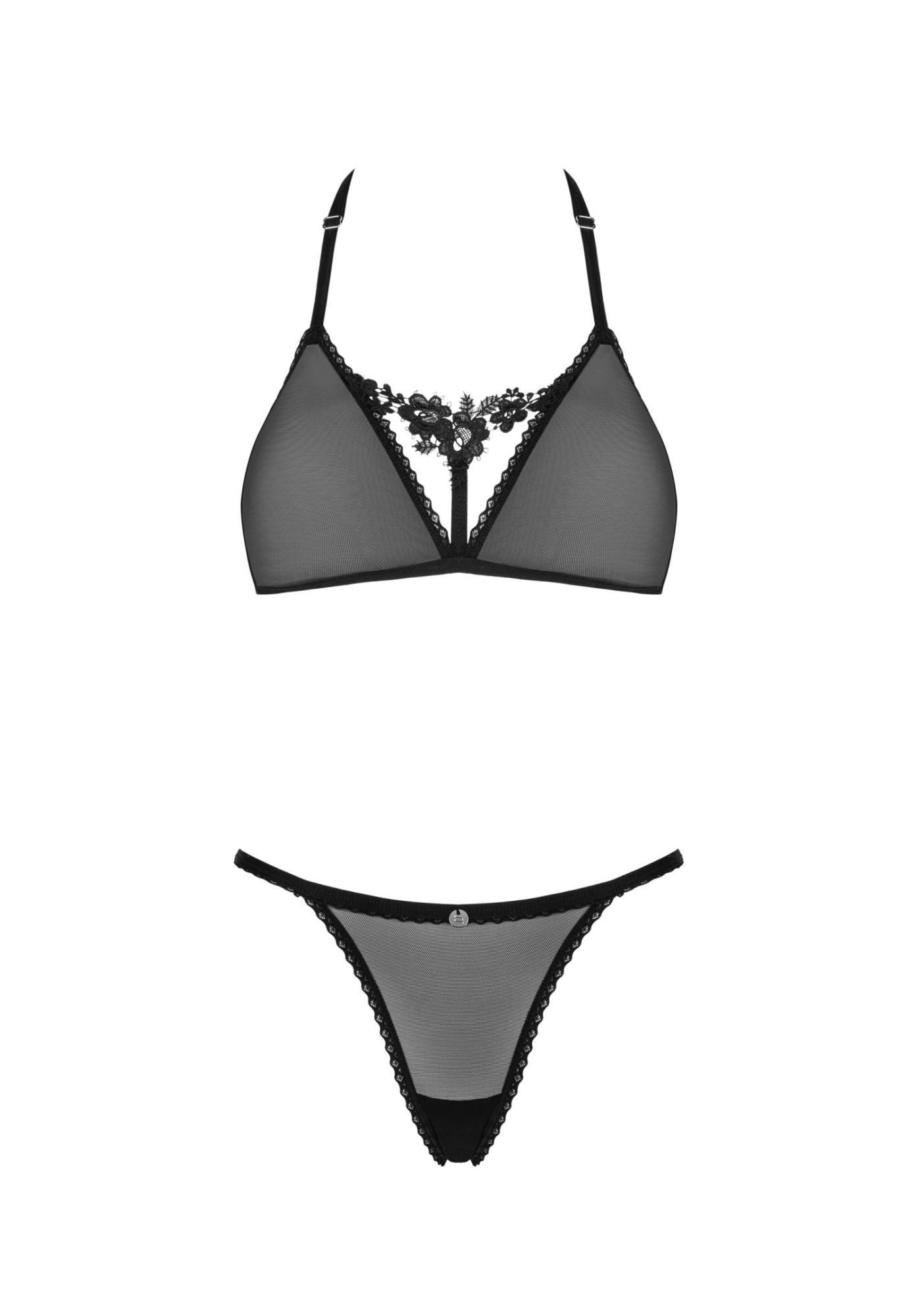 Комплект белья Obsessive Celia Noir, M/L (черный)