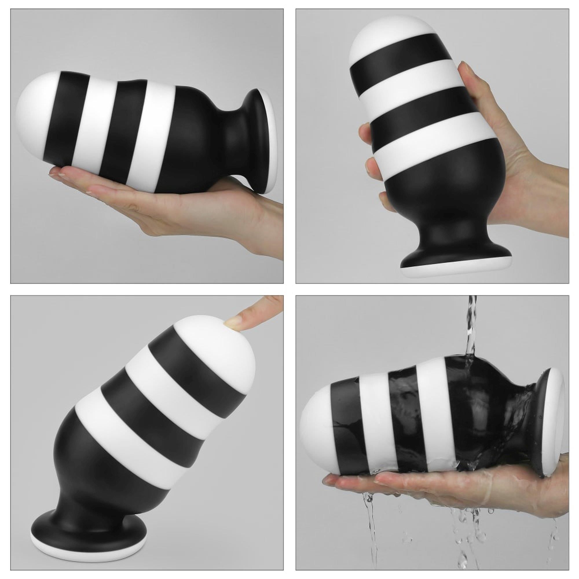 Korek analny LoveToy X-Missioner, 18 cm (czarny-biały)