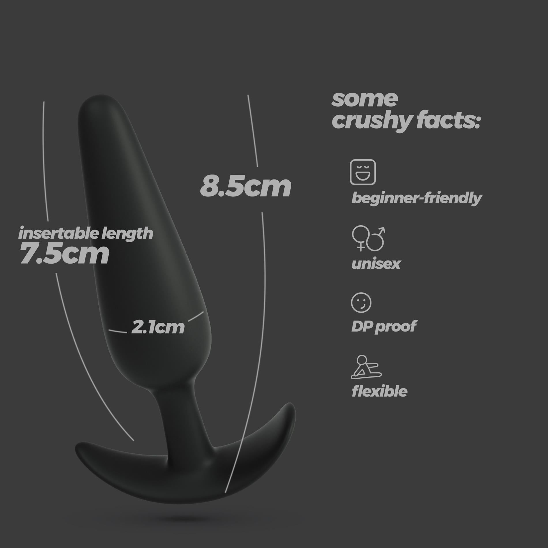 Korek analny Crushious Tic S, 8.5 cm (czarny)