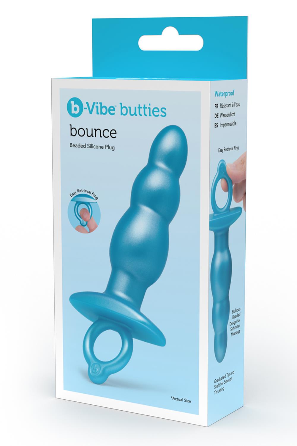 Korek analny B-Vibe Butties, 14.3 cm (niebieski)