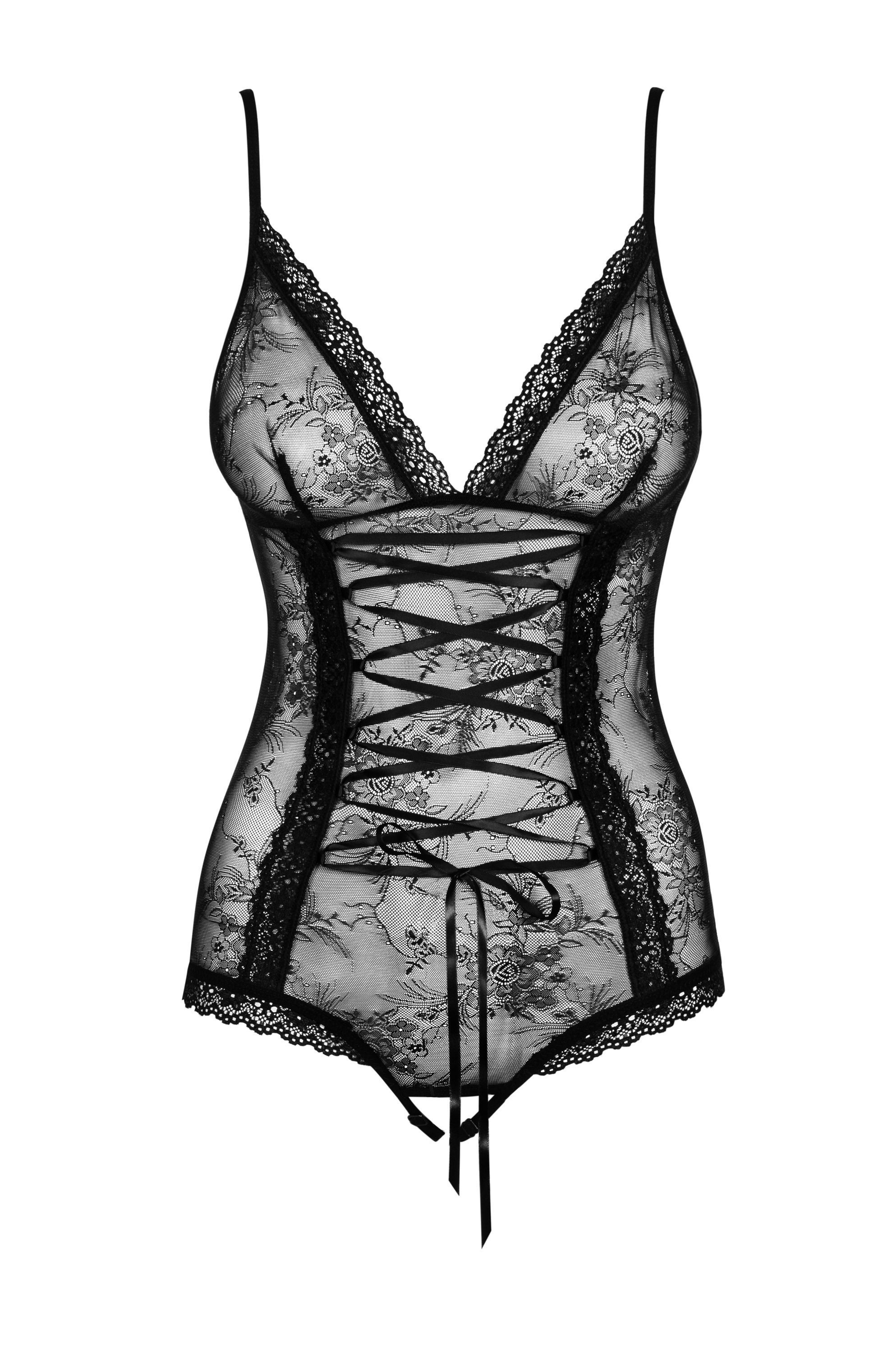 Боди с открытой промежностью Obsessive Slevika, S/M (черный)