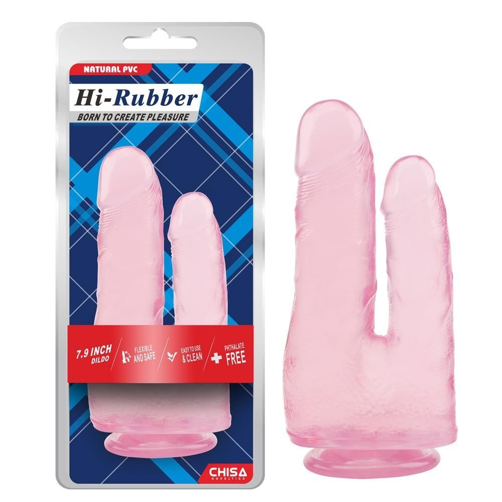 Двойной фаллоимитатор Hi-Rubber Born To Create Pleasure 7.9 Inch, 23 см (розовый)
