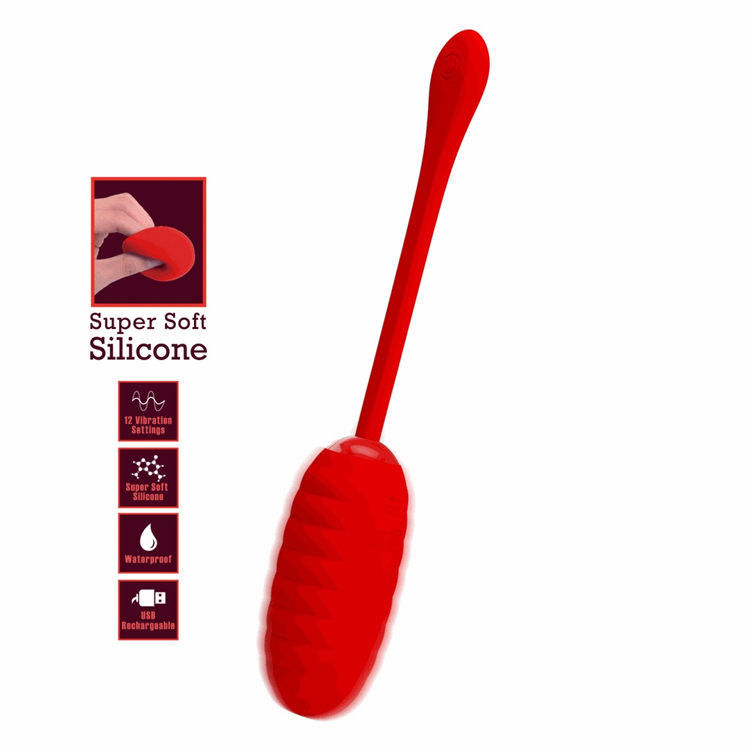 Виброяйцо Pretty Love Kirk Super Soft Silicone, 19,7 см (красный)