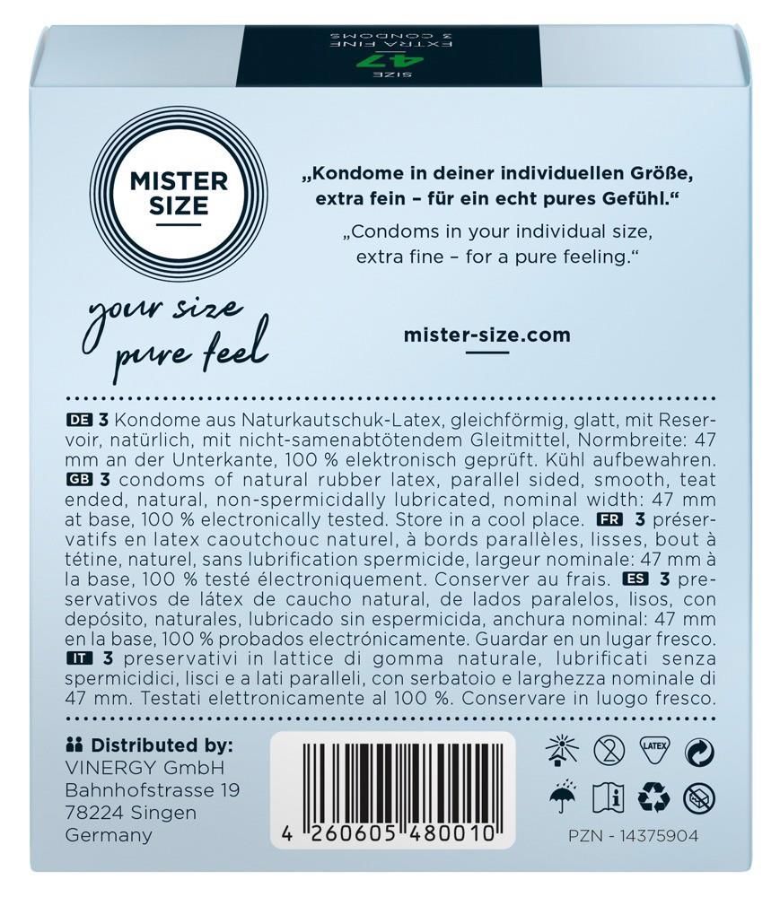 Презервативы Mister Size 47, 3 шт (прозрачный)