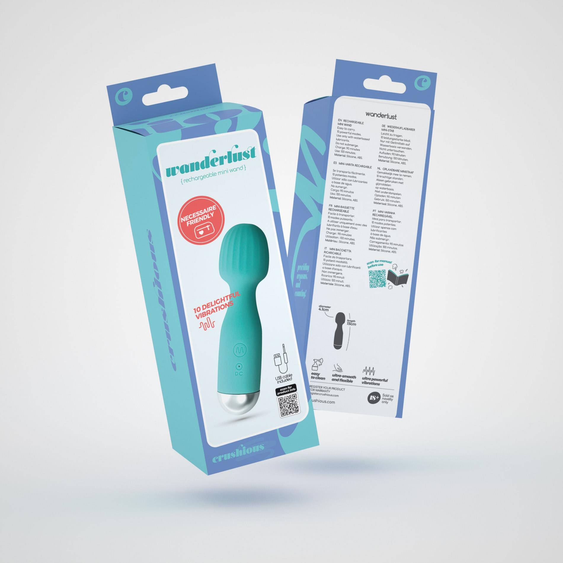 Мини-вибратор Crushious Wanderlust, 15 см (мятный)