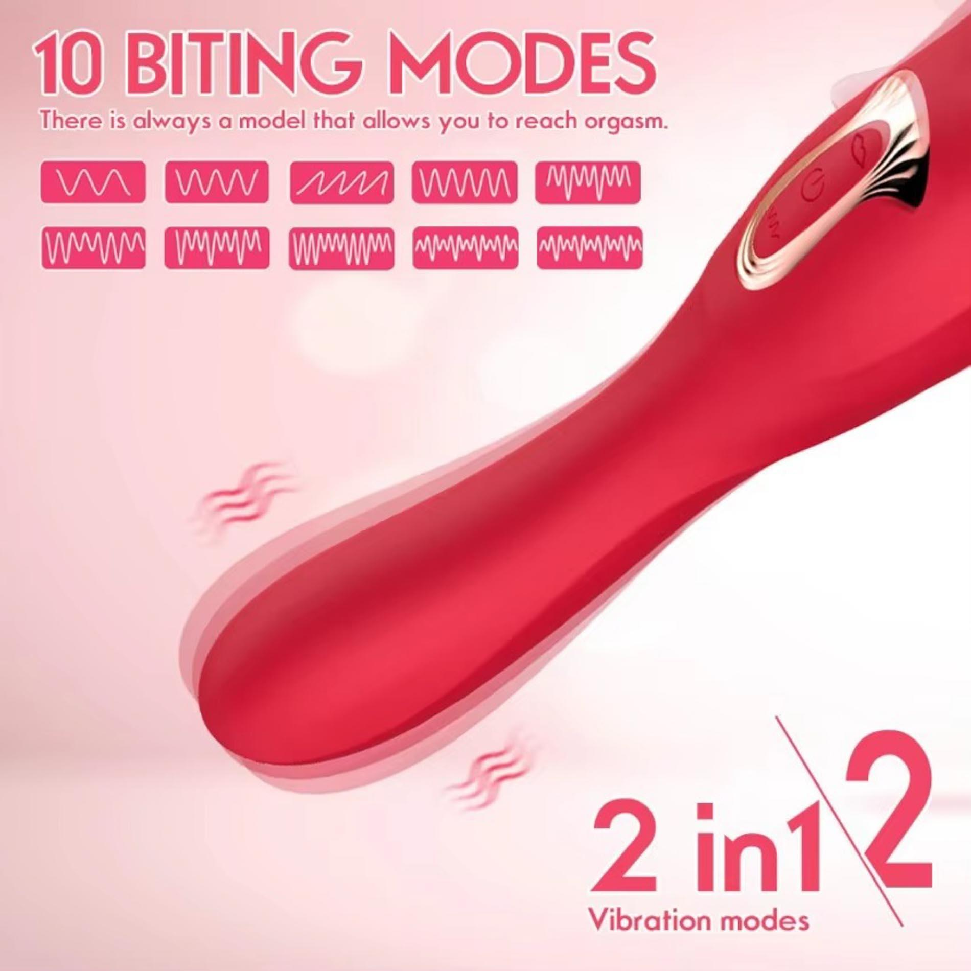 Вібратор для клітора B - Series Cute Bite Mouth 2.0, 22.3 см (червоний)