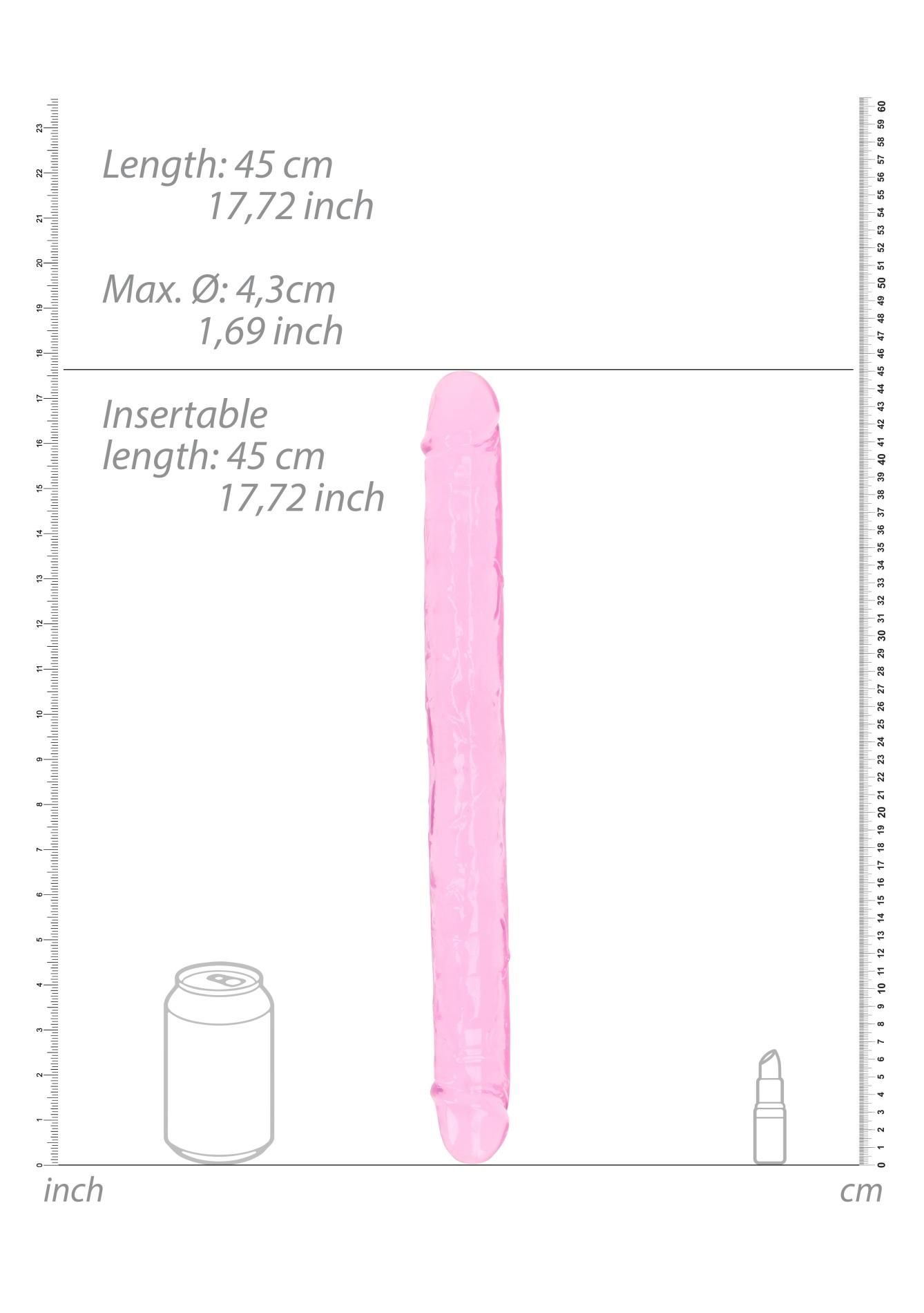 Двухсторонний фаллоимитатор RealRock Crystal Clear Double Dildo 18'', 45 см (розовый)