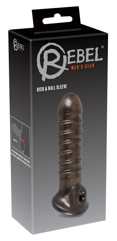 Насадка на пенис Rebel Dick & Ball Sleeve, 18 см (черный)