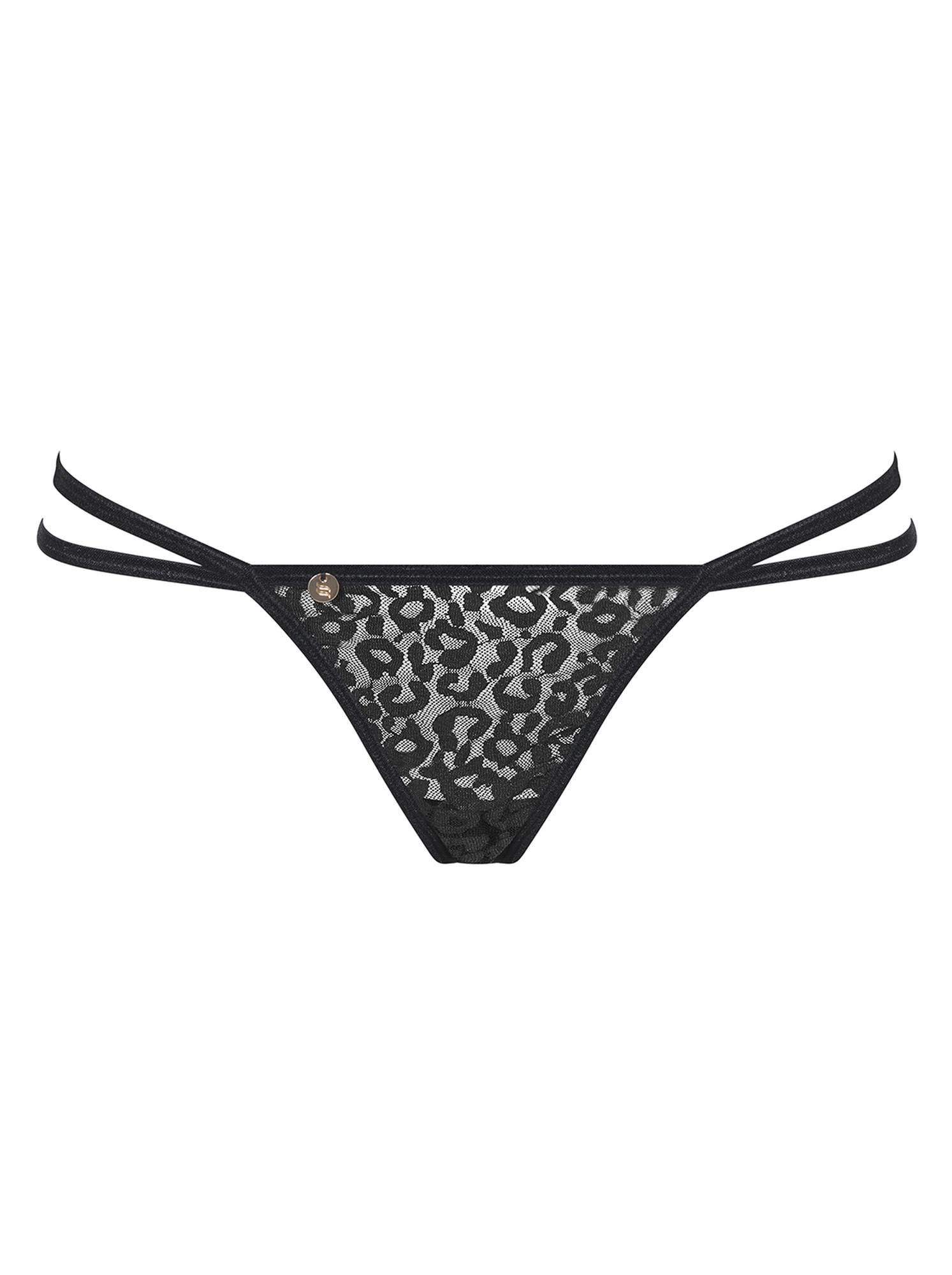 Эротические стринги Obsessive Pantheria, S/M (черный)