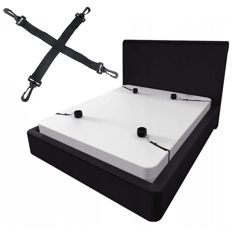 Ограничительный ремень для рук и ног для кровати с маской для глаз Fetish Tentation (черный)