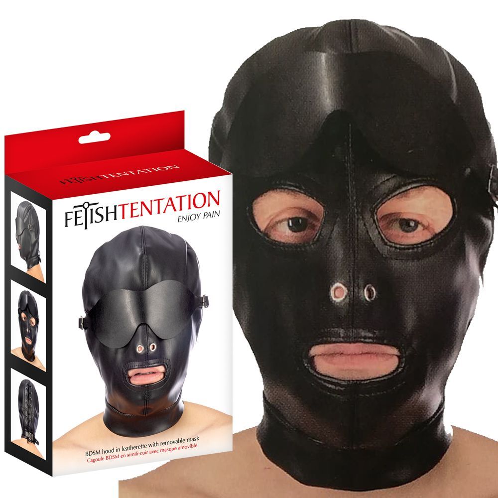 Маска Fetish Tentation Enjoy Pain BDSM Hood With Mask, (черный)