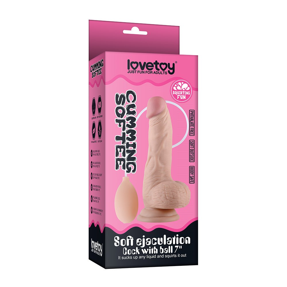 Фаллоимитатор Cumming Softee Soft Ejaculation Cock With Ball 8", 20.3 см (телесный)