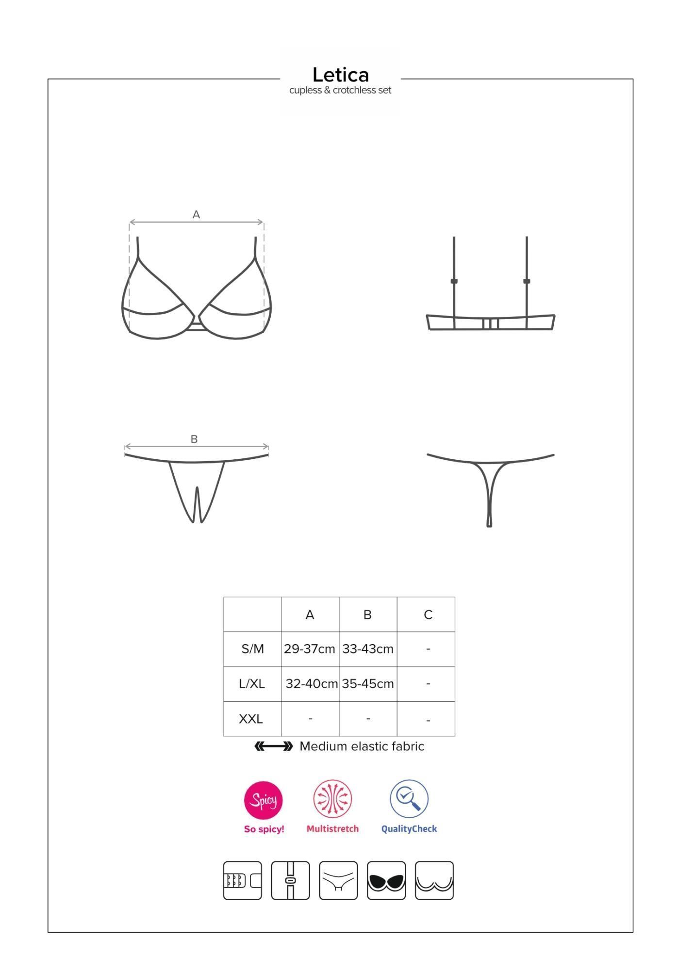 Эротический комплект Obsessive Letica, S/M (черный)