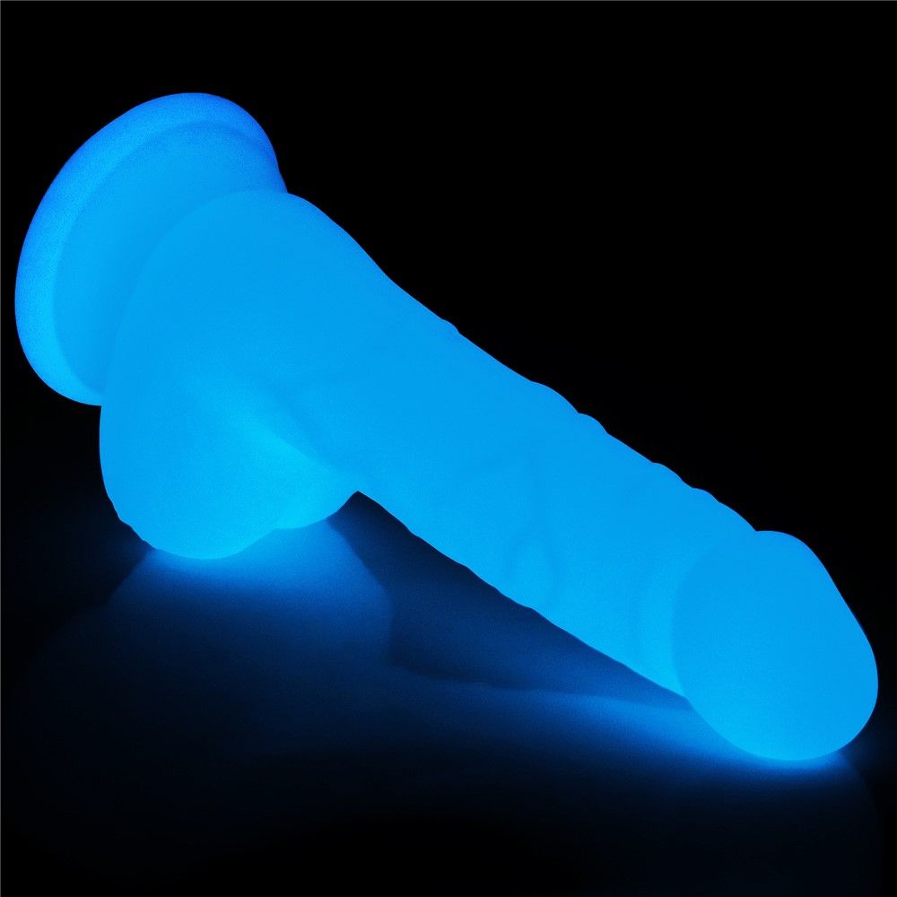 Неоновый фаллоимитатор LoveToy Lumino Play, 18 см (синий)
