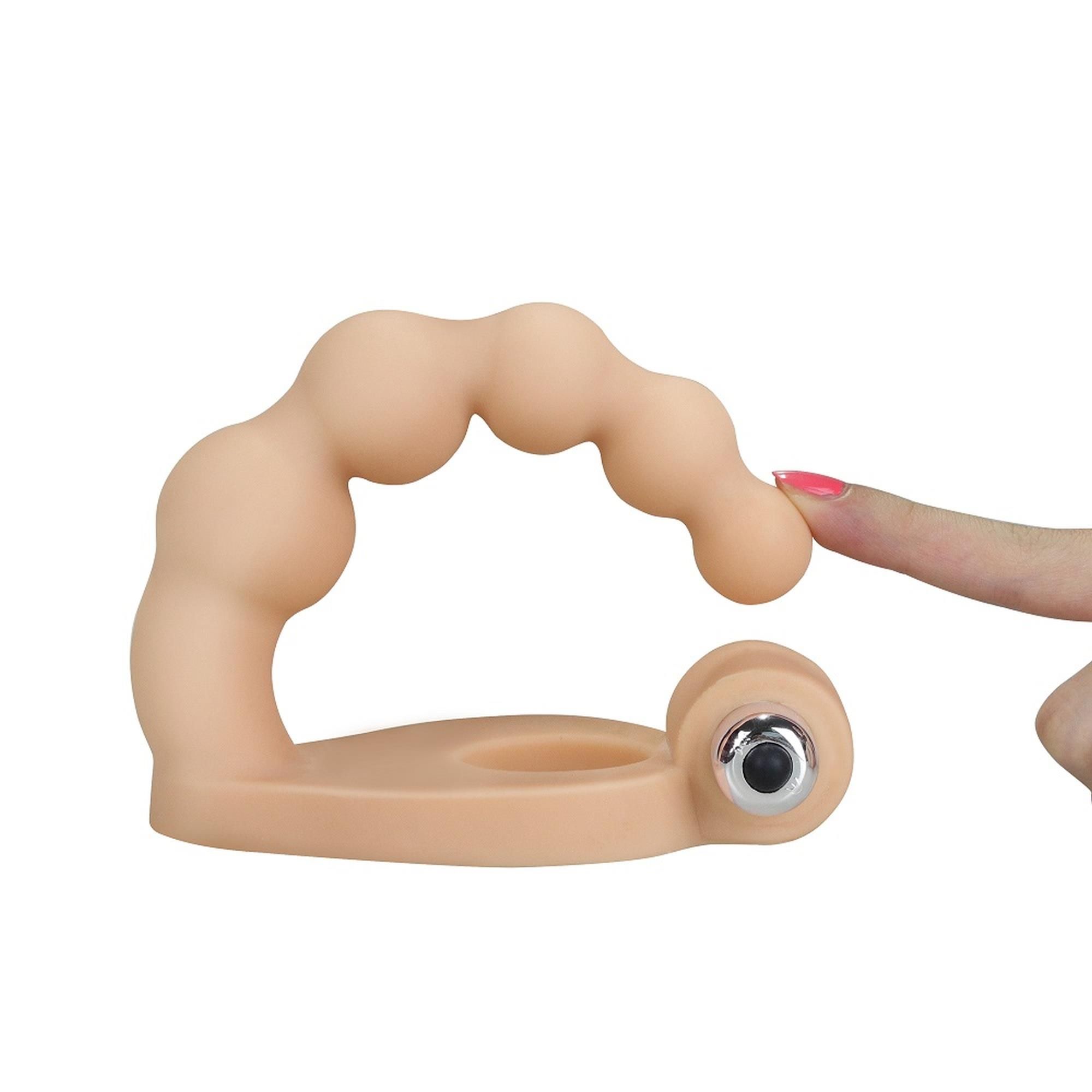 Анальна пробка з ерекційним кільцем The Ultra Soft Double, 16,5 см (тілесний)