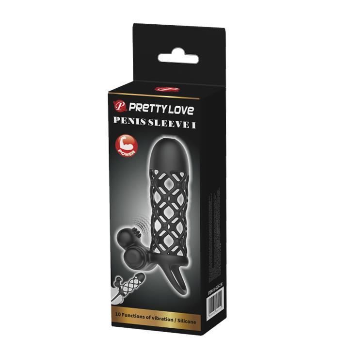 Насадка на пенис Pretty Love Vibro Penis Sleeve I, 13.5 см (черный)