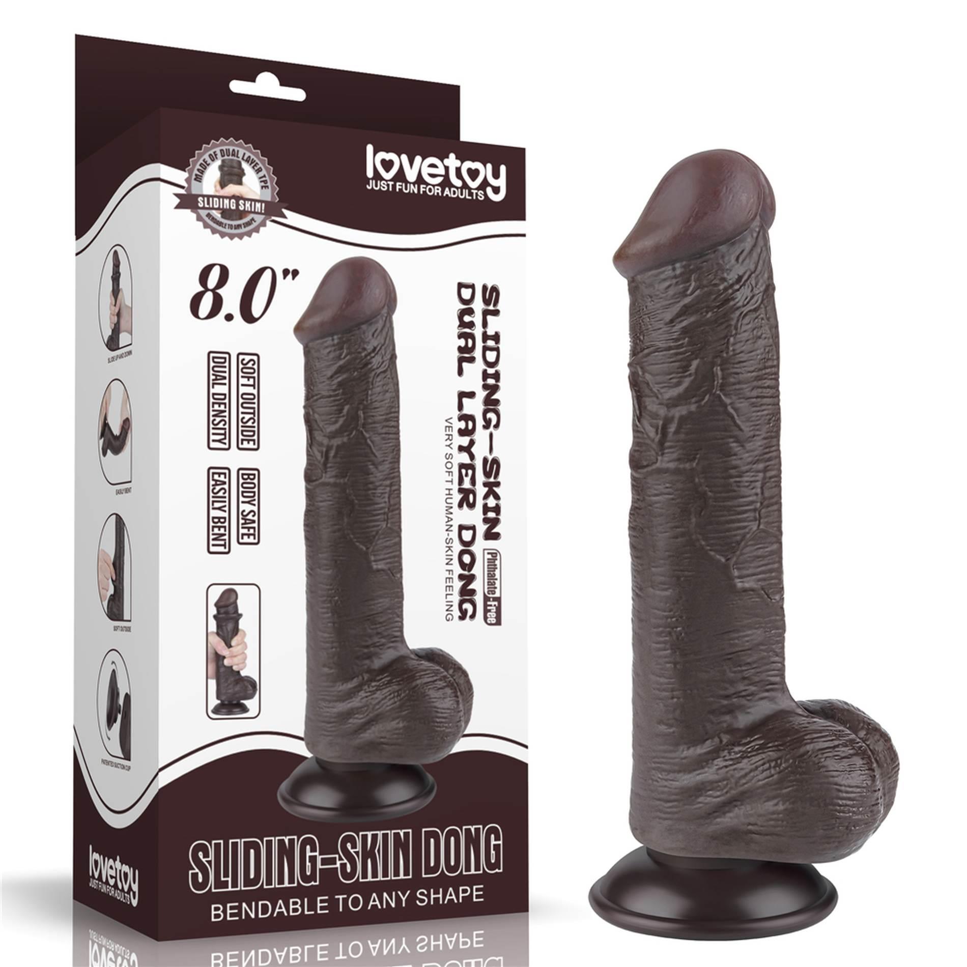 Фаллоимитатор Lovetoy Sliding-Skin Dual Layer Dong 8'', 20.8 см (черный)