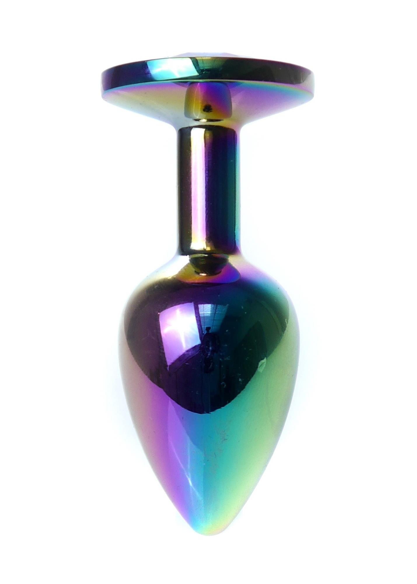 Анальная пробка с кристаллом B - Series HeavyFun Plug-Jewellery Multicolour, 7 см (радужный)