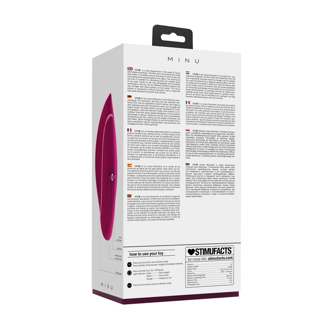 Вибратор Vive Minu Lay On, 8.5 см (розовый)