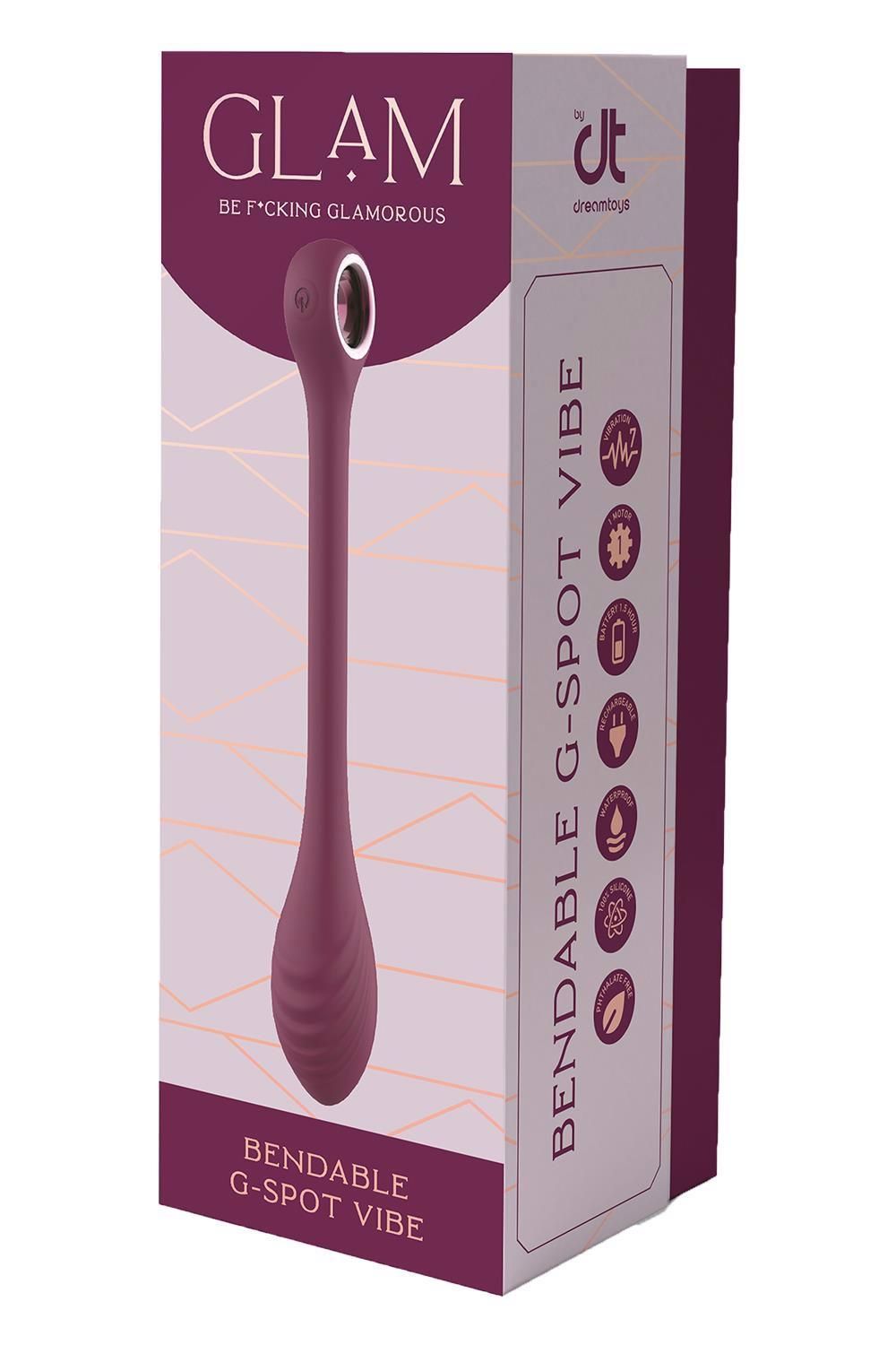 Вибратор Glam Bendable G-Spot Vibe, 22 см (бордовый)