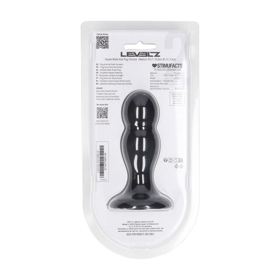 Korek analny Levelz Double Rattle Liquid, 10.8 cm (czarny)