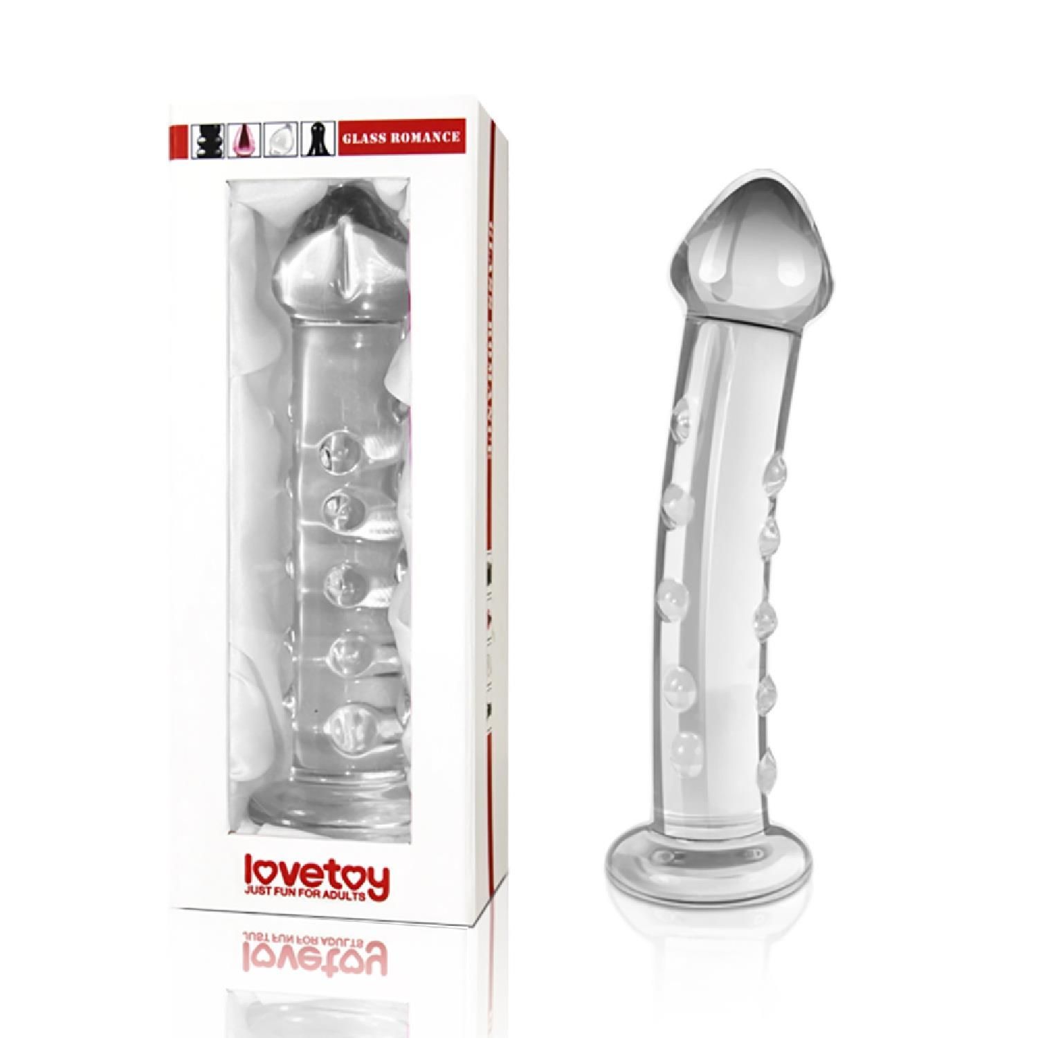 Szklane dildo LoveToy Glass Romance, 18 cm (przezroczysty)