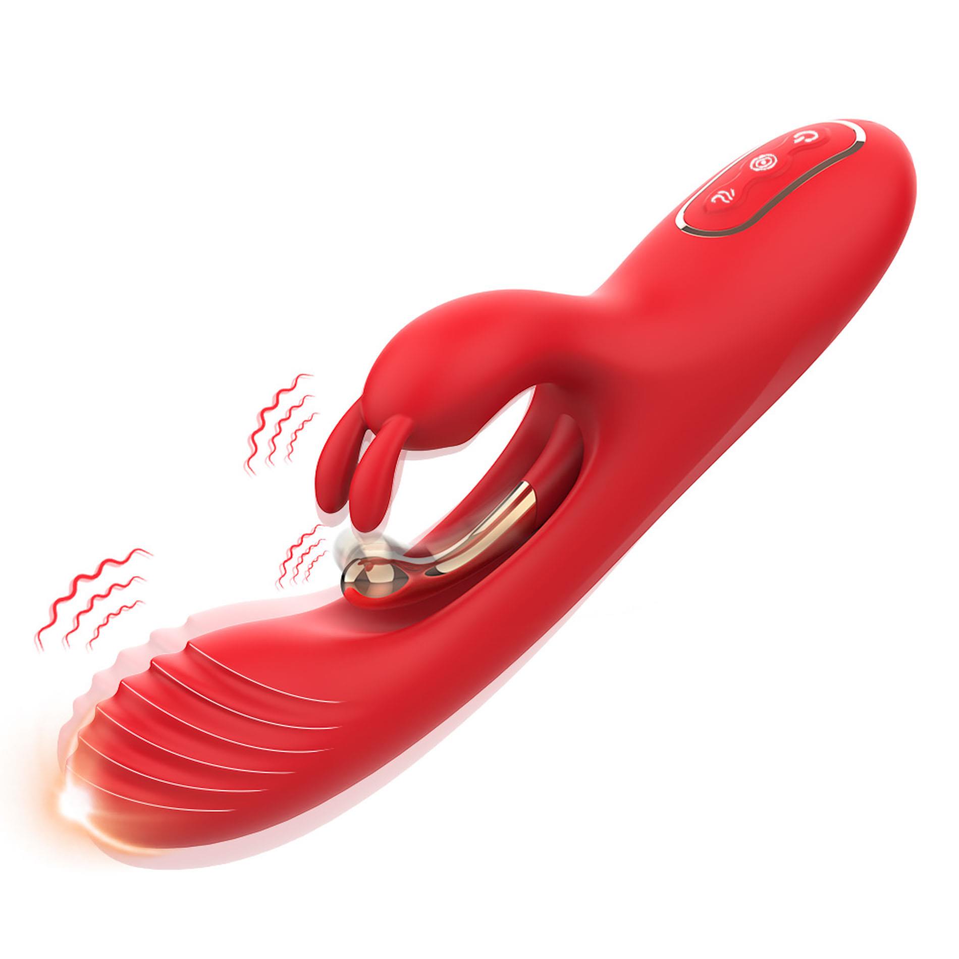 Вібратор-кролик B - Series Joy Crazy Horse Red Three-point Vibration, 22,3 см (червоний)