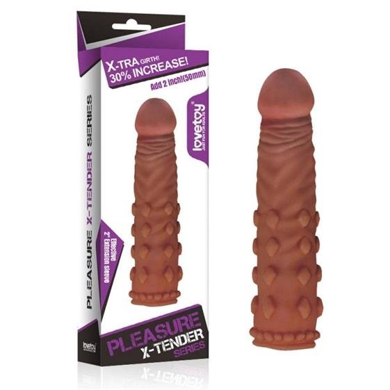 Насадка на пенис Lovetoy Pleasure X-Tender Series, 17.5 см (коричневый)