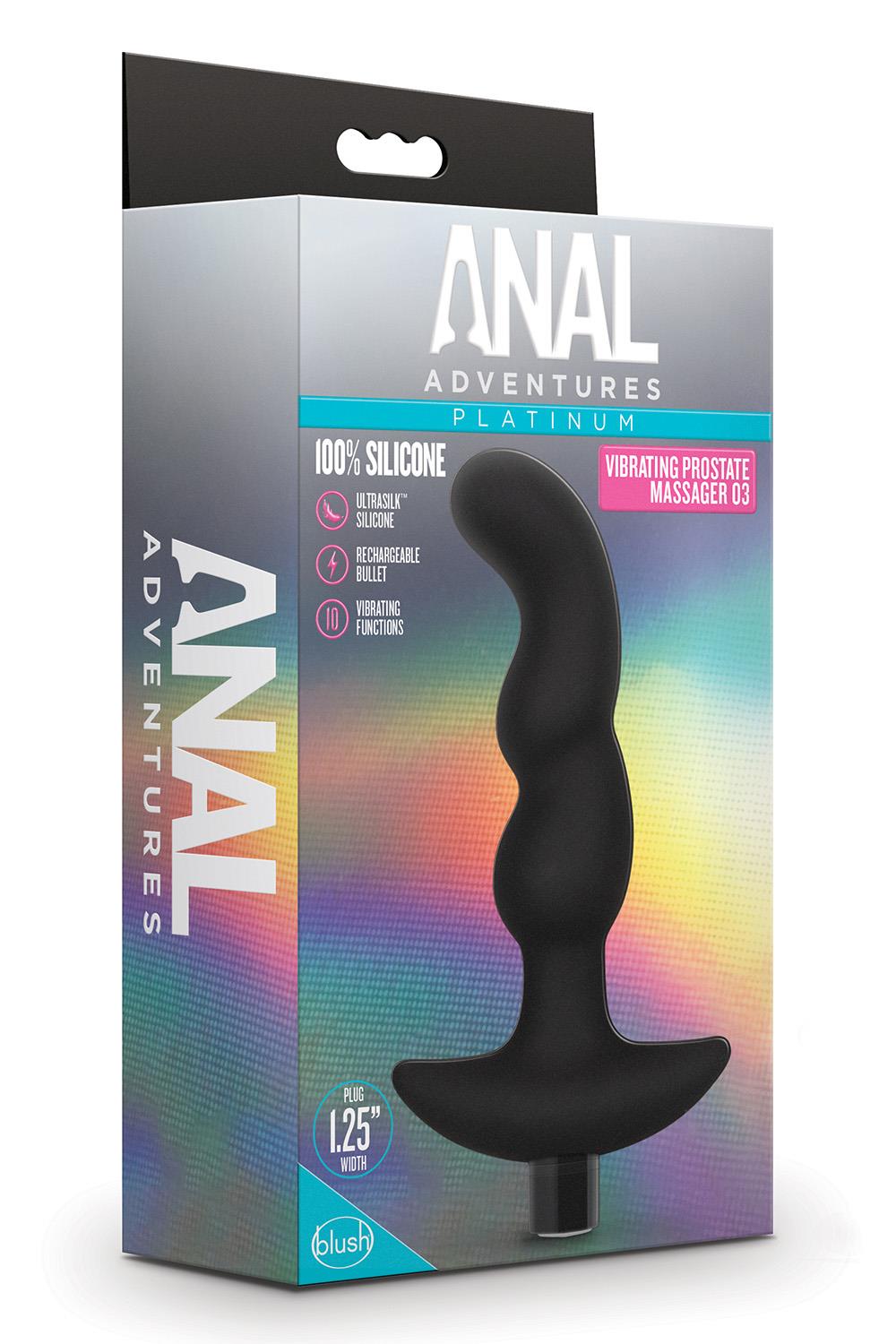 Стимулятор простаты Anal Adventures Platinum Vibrating, 15.2 см (черный)