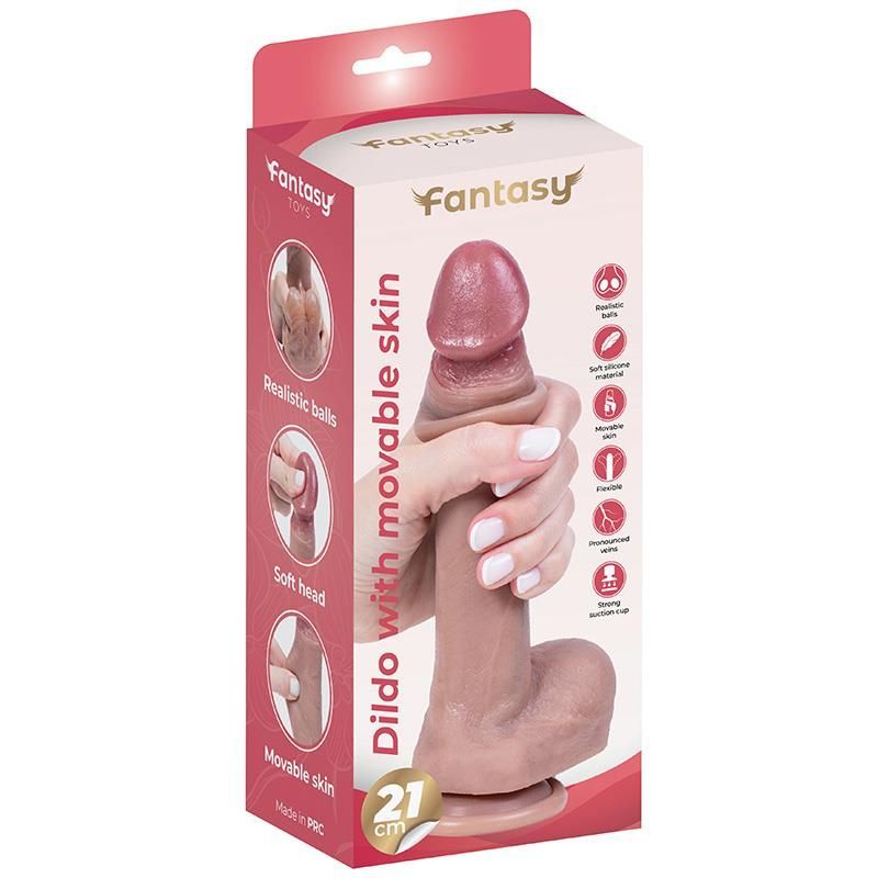 Dildo Fantasy with Foreskin, 21 cm  (w kolorze cielistym)