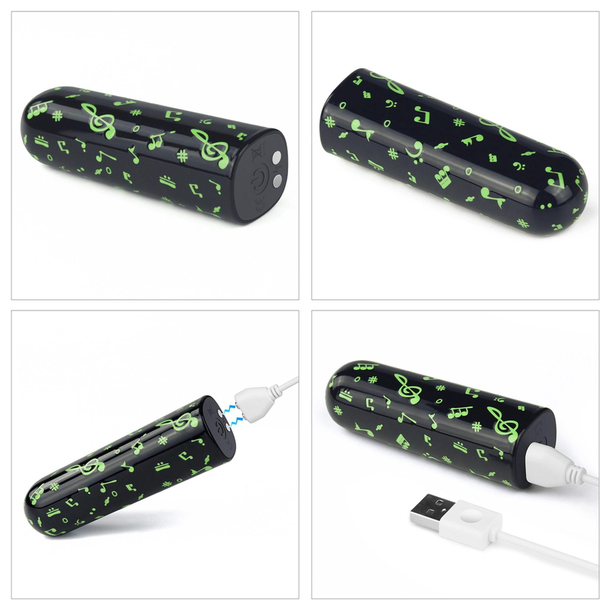 Вібратор для клітора LoveToy Music Massager Glow In The Dark, 8,5 см (чорний)