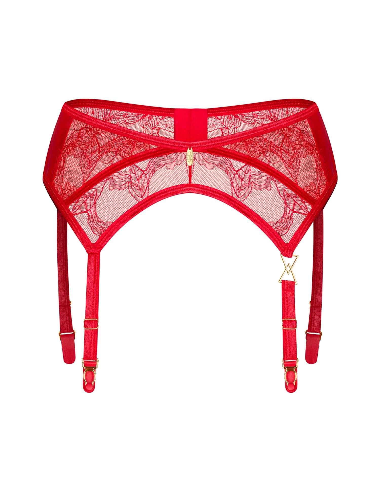 Пояс для чулок Obsessive Aliosa, S/M (красный)