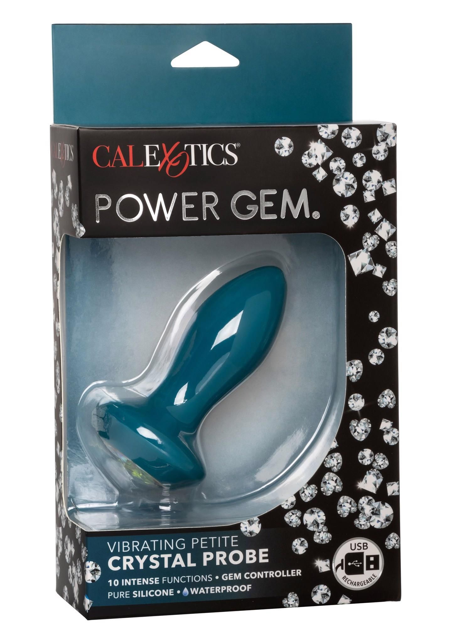 Анальна пробка Power Gem Vibrating Crystal Probe, 10,7 см (блакитний)