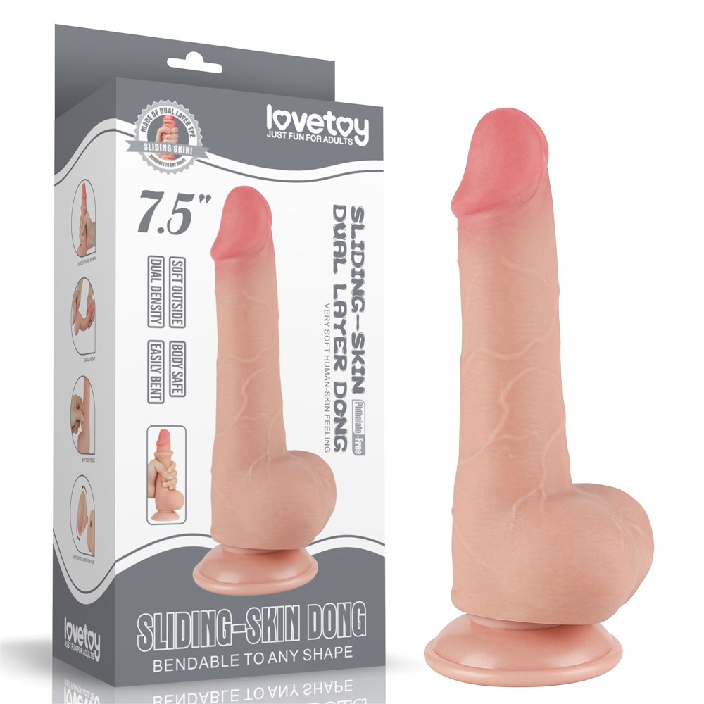 Фаллоимитатор Sliding-Skin Dual Layer Dong 7.5'', 19.5 см (телесный)