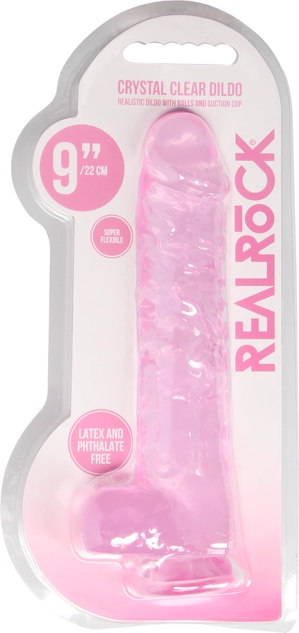 Фаллоимитатор Realrock Crystal Clear 9", 22 см (розовый)
