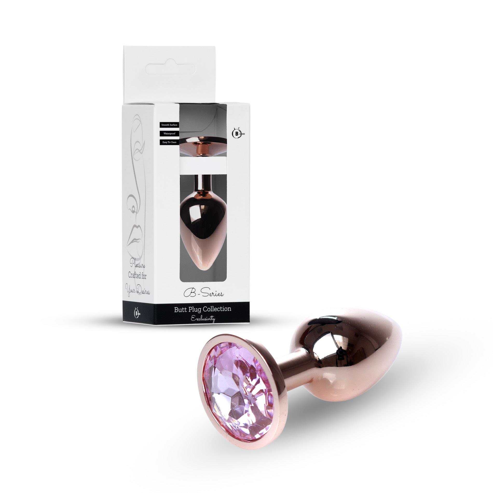 Анальна пробка з кристалом B - Series HeavyFun Plug-Jewellery, 7 см (світло-рожевий)