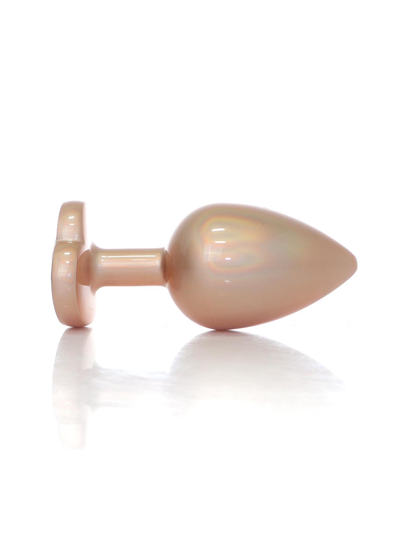 Korek analny z kryształem Biżuteria Pearl Gold Heart Plug M, 8 cm (przezroczysty)