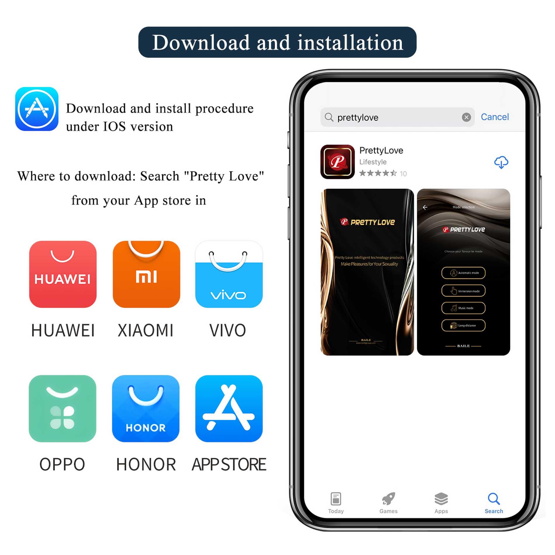 Korek analny Pretty Love Anthony Smart App, 15 cm (czarny)