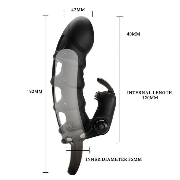 Насадка на пенис Pretty Love Penis Sleeve Cuper, 19.2 см (черный)