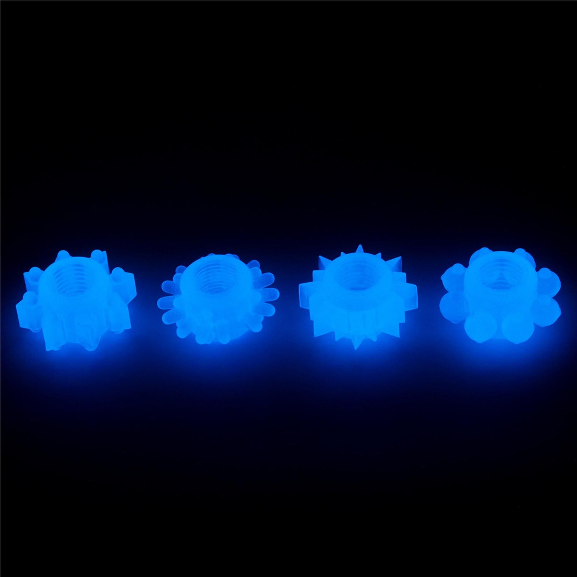 Набор эрекционных колец Lumino Play Penis Ring, 4 шт (голубой)
