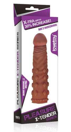 Насадка на пенис Lovetoy Pleasure X-Tender Series, 17.5 см (коричневый)