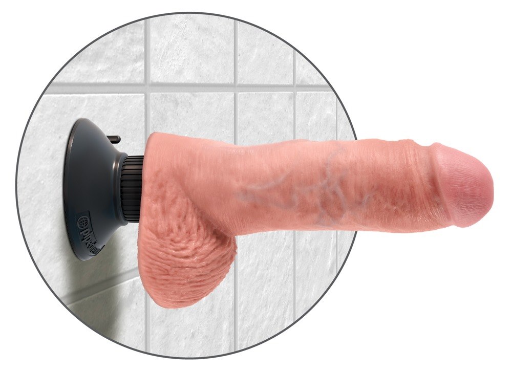 Вибратор King Cock Vibrating Cock With Balls, 20.3 см (телесный)