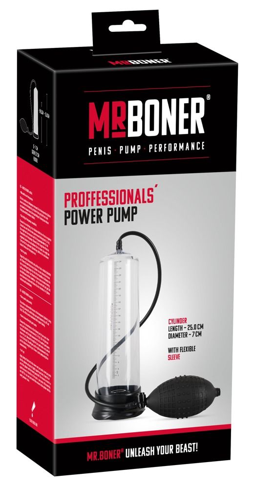 Помпа для пеніса Mister Boner Professionals Power Pump, 25 см (прозорий)