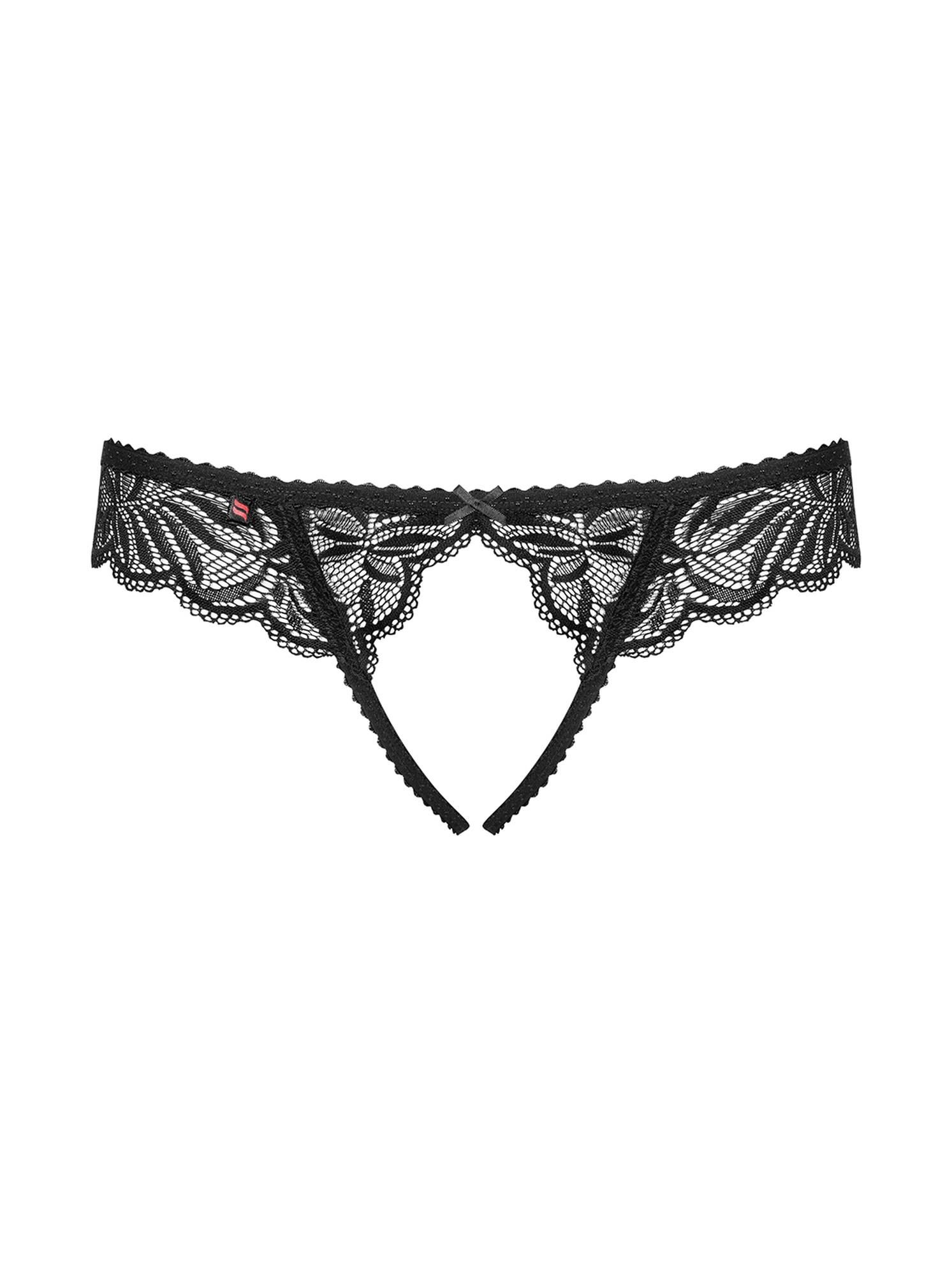 Стринги без промежности Obsessive Contica, S/M (черный)