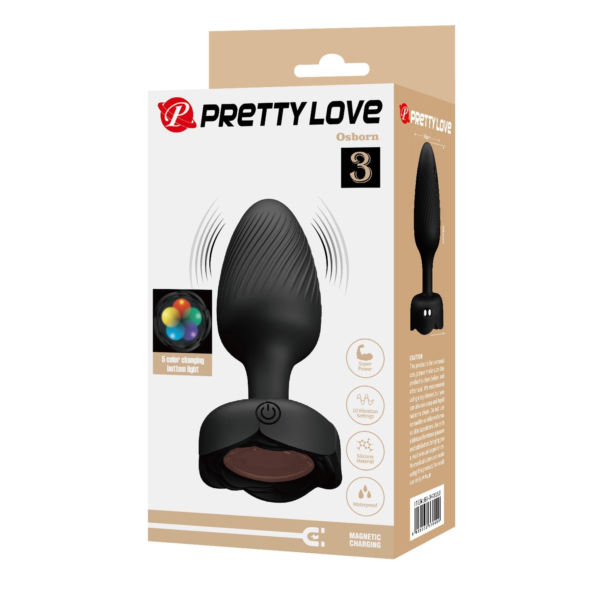 Korek analny Pretty Love Osborn, 9.8 cm (czarny)