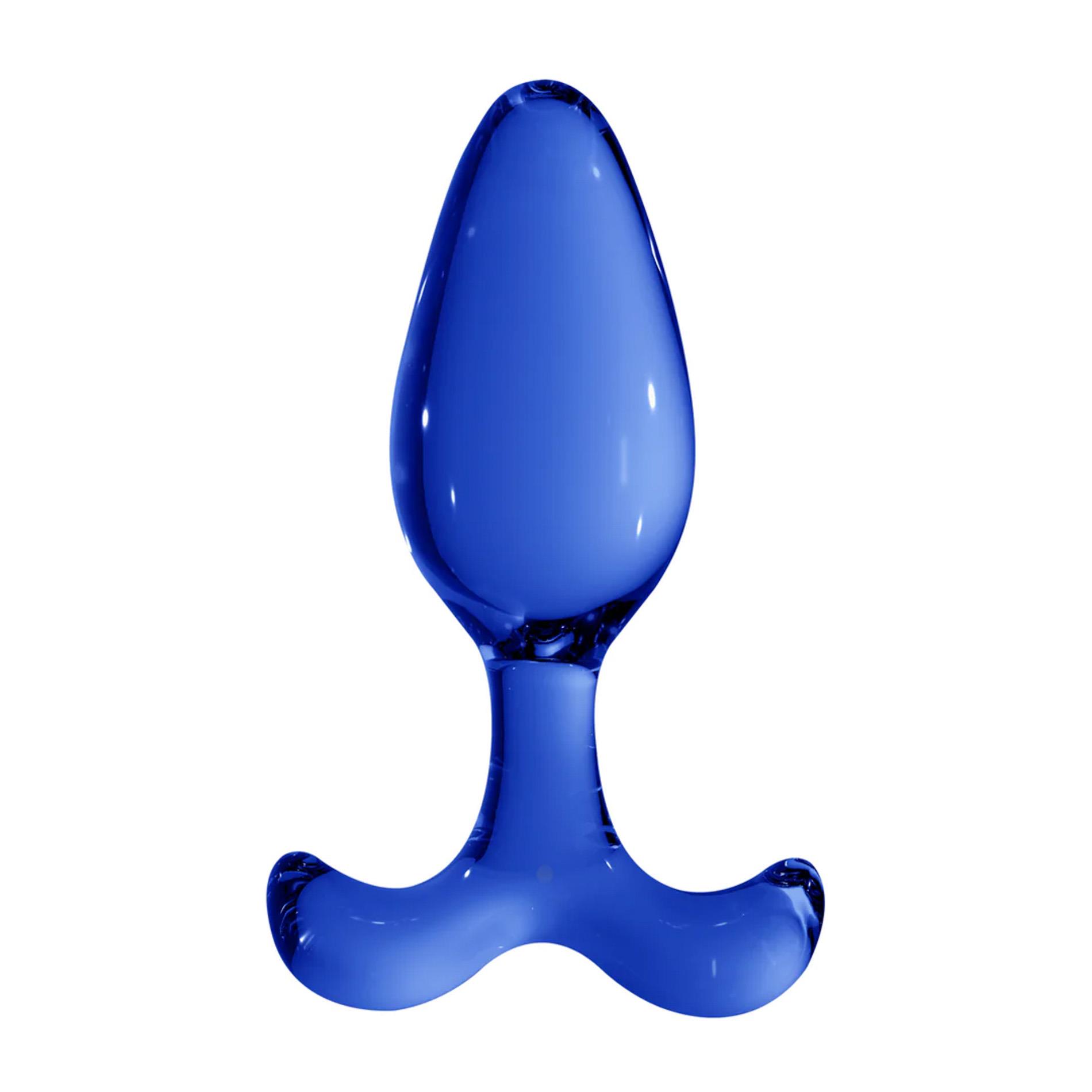 Korek analny Chrystalino Expert Glass Butt Plug, 11.5 cm (niebieski)